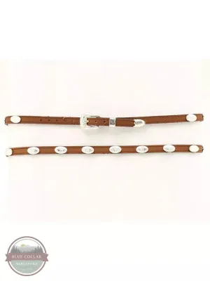 0237444 3/8 Genuine Brown Leather Hatband with Silver Conchos