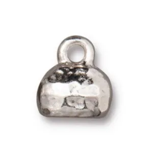 11x10mm White Bronze Plated Distressed Crimp End Cap by TierraCast
