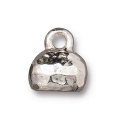 11x10mm White Bronze Plated Distressed Crimp End Cap by TierraCast