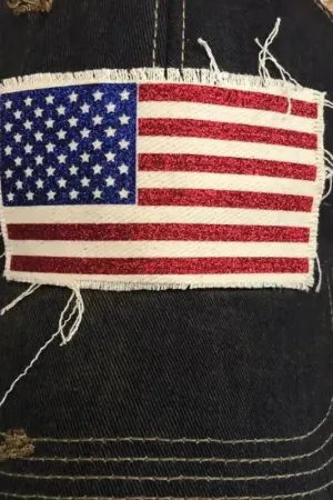 American Flag Glitter Hat - Blue
