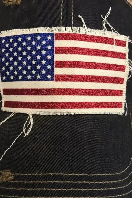 American Flag Glitter Hat - Blue