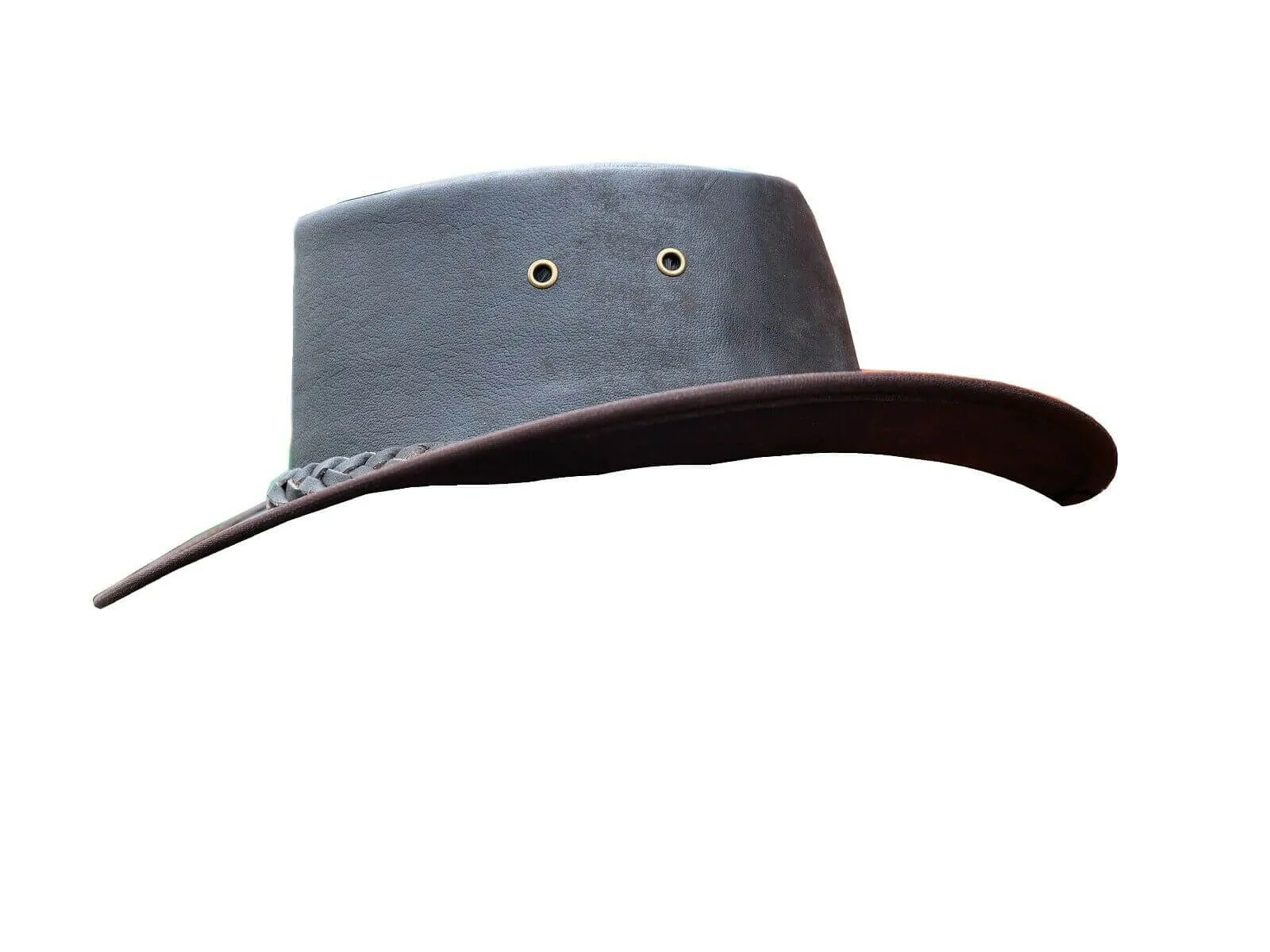 Australian Western Style Leather Cowboy Bush Hats Mens Brown Distressed Hat