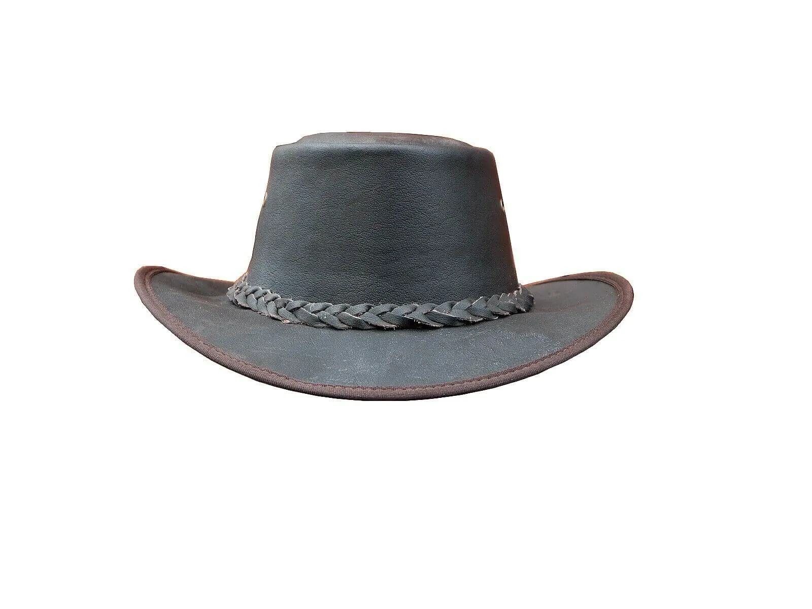Australian Western Style Leather Cowboy Bush Hats Mens Brown Distressed Hat