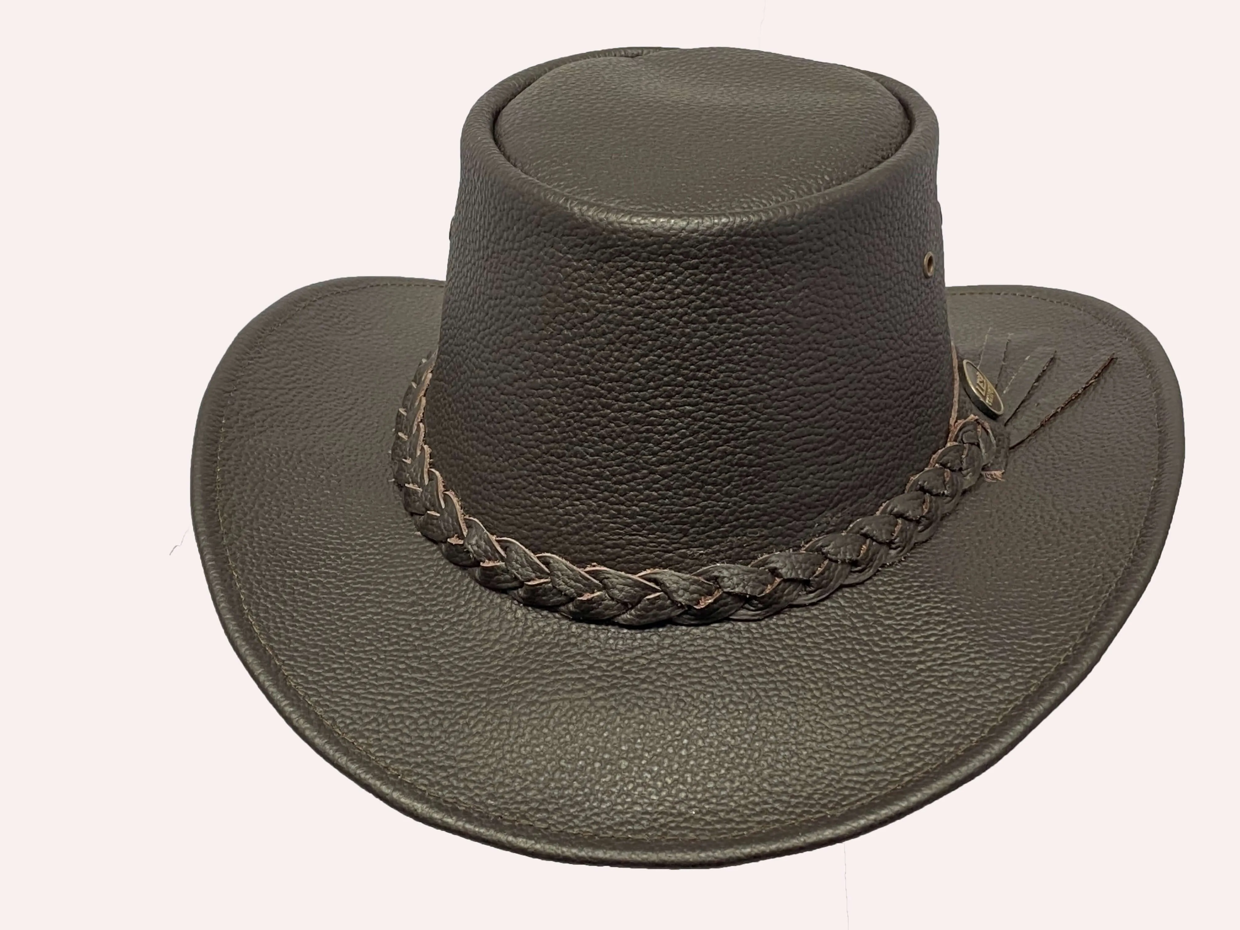 Australian Western Style Real Leather Crush able Bush Hat Cowboy Hat Brown