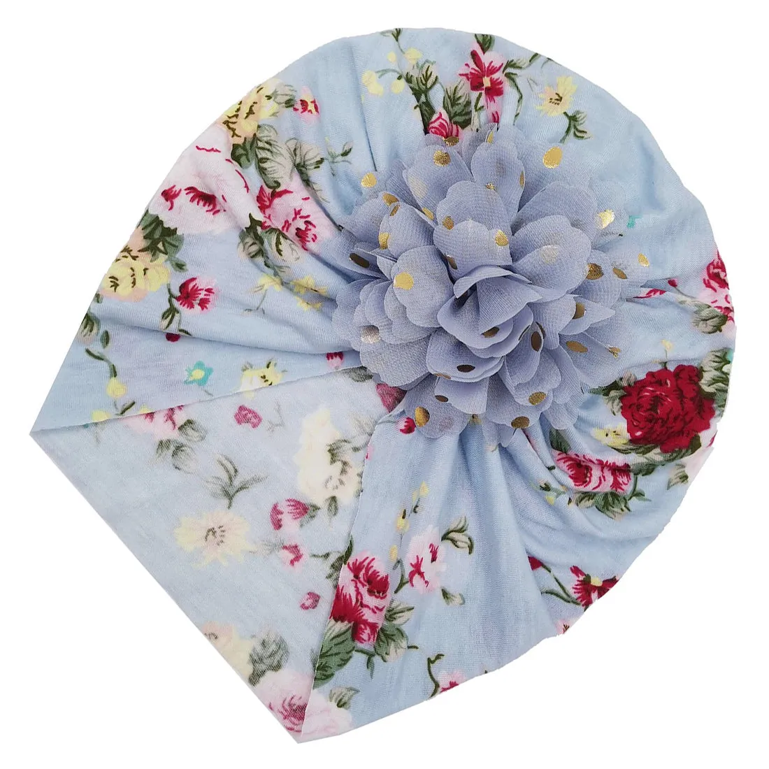 Babymoon Beanie Floral Turban Knot Kids Cap| Grey