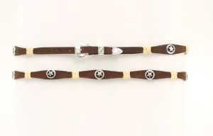 Belted Brown Leather & Rawhide Hatband