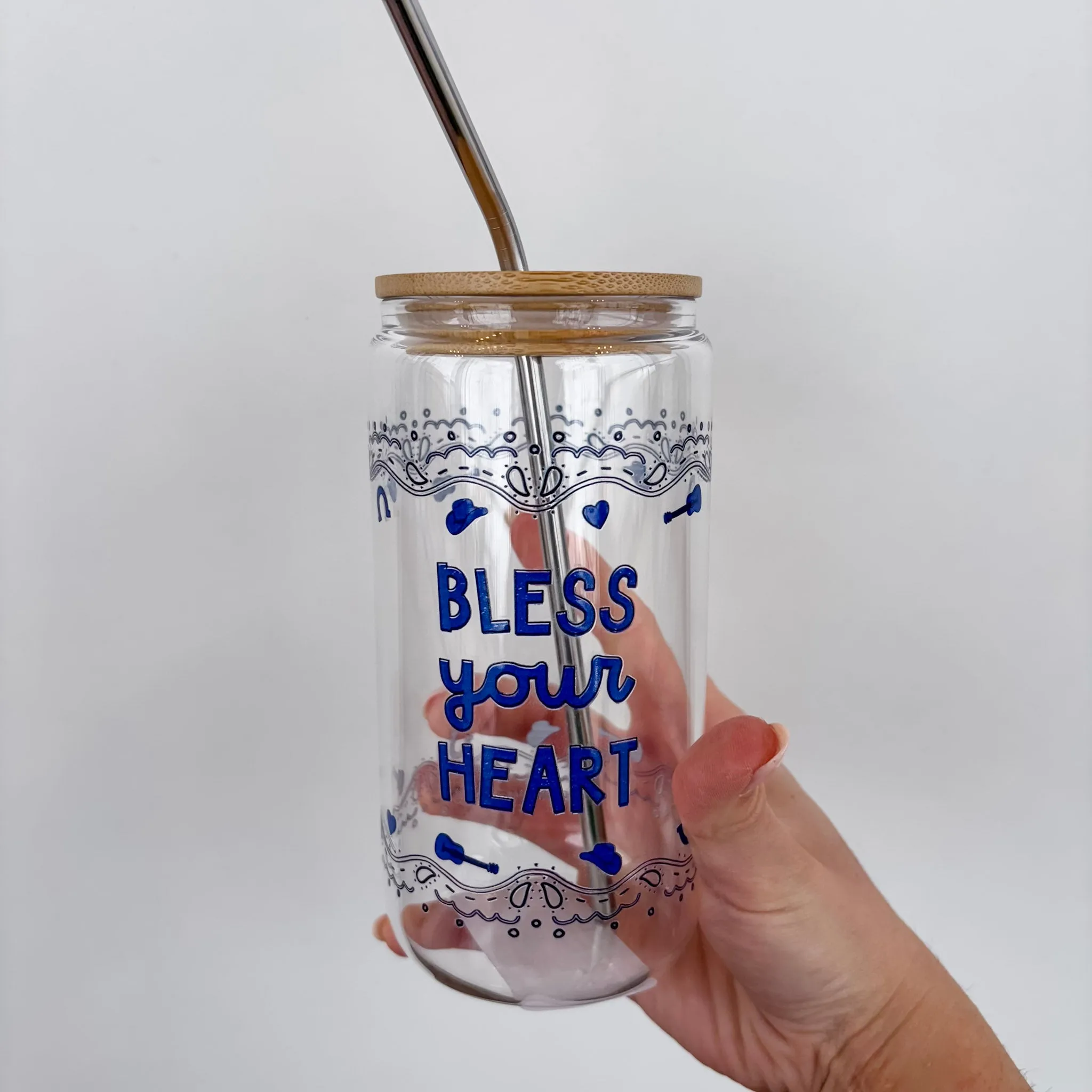 Bless Your Heart Western Glass Can