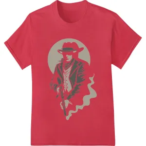 Bold Cowboy Silhouette Heat Transfer - Rugged Western Style