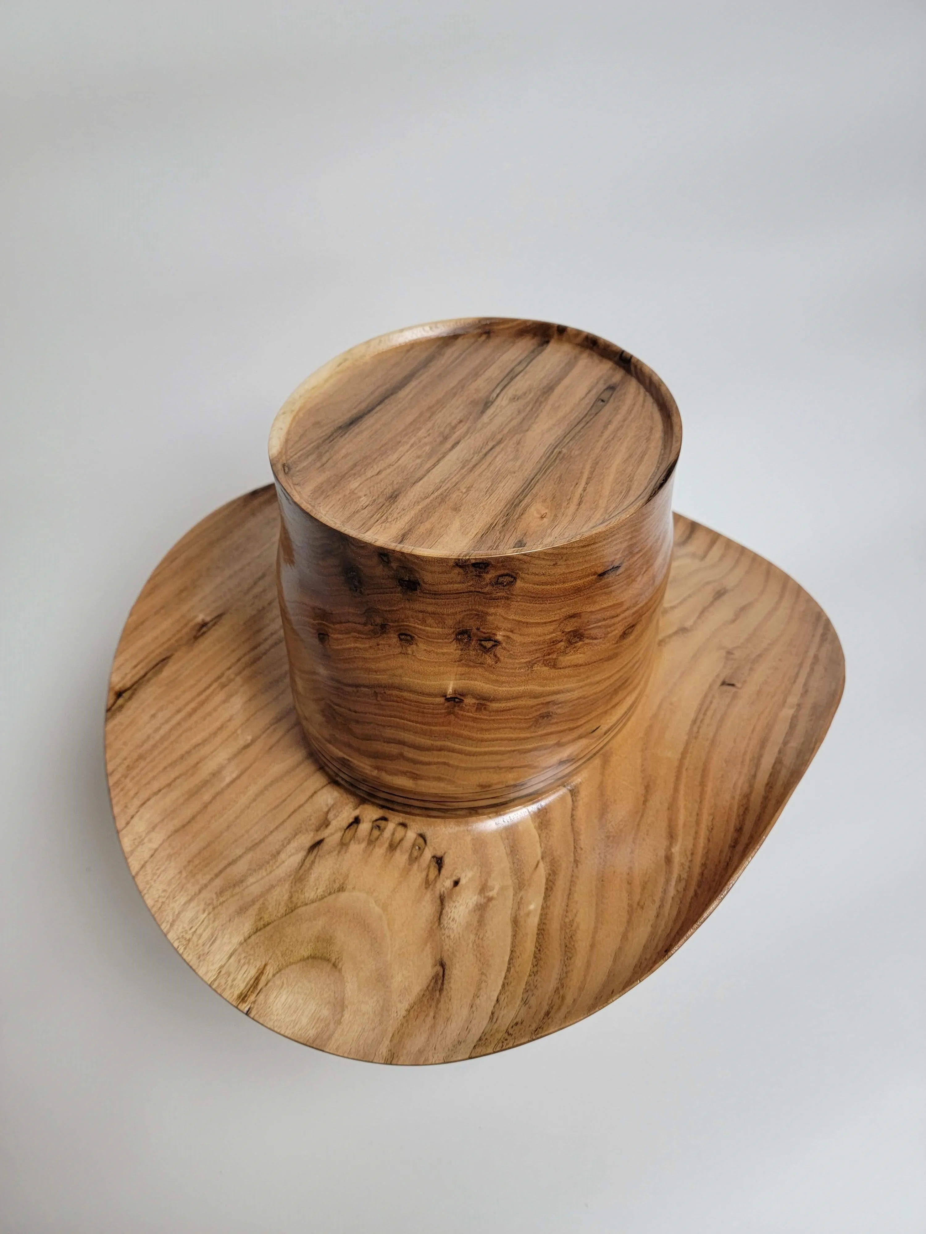 Butternut Cowboy Hat - Rare Wood Turned Men's Headwear #378