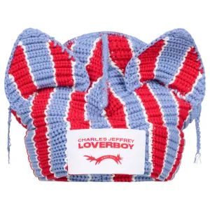 CHUNKY EARS BEANIE / RED   BLUE STRIPE