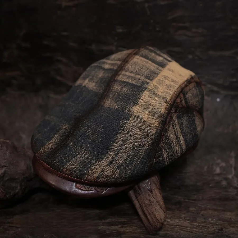 Distressed Geometric Pattern Woolen Flat Cap