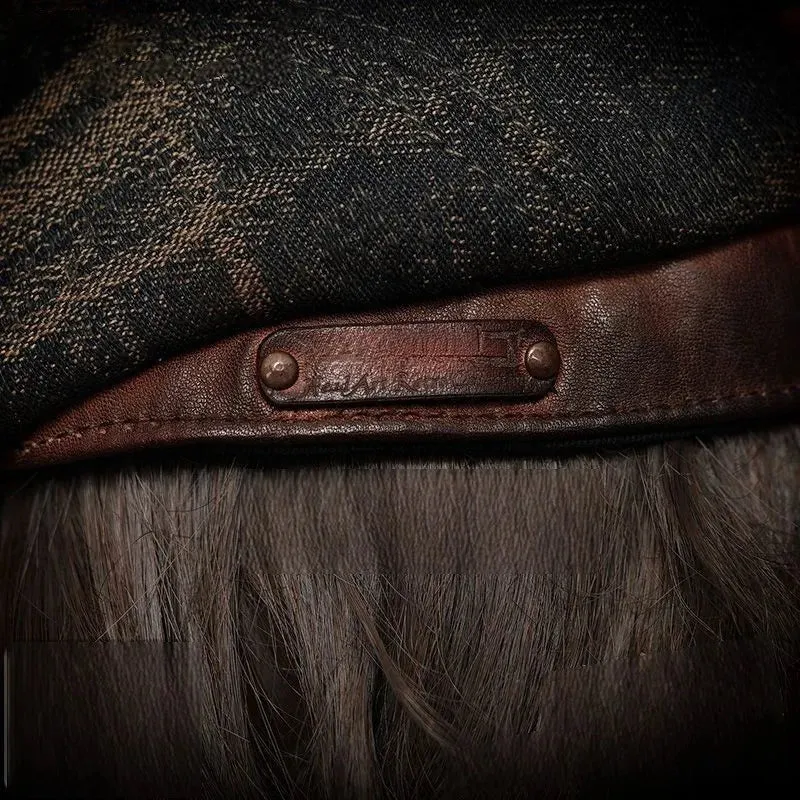 Distressed Geometric Pattern Woolen Flat Cap