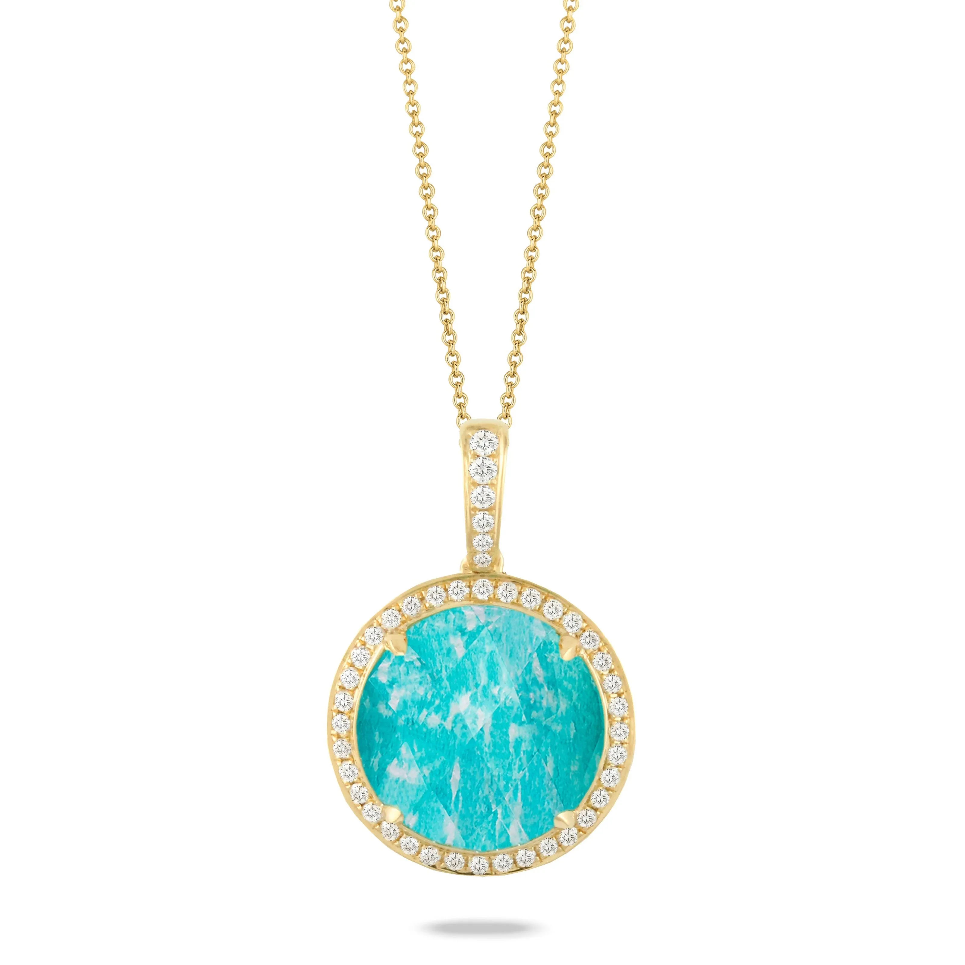 Doves Amazonite and Diamond Pendant