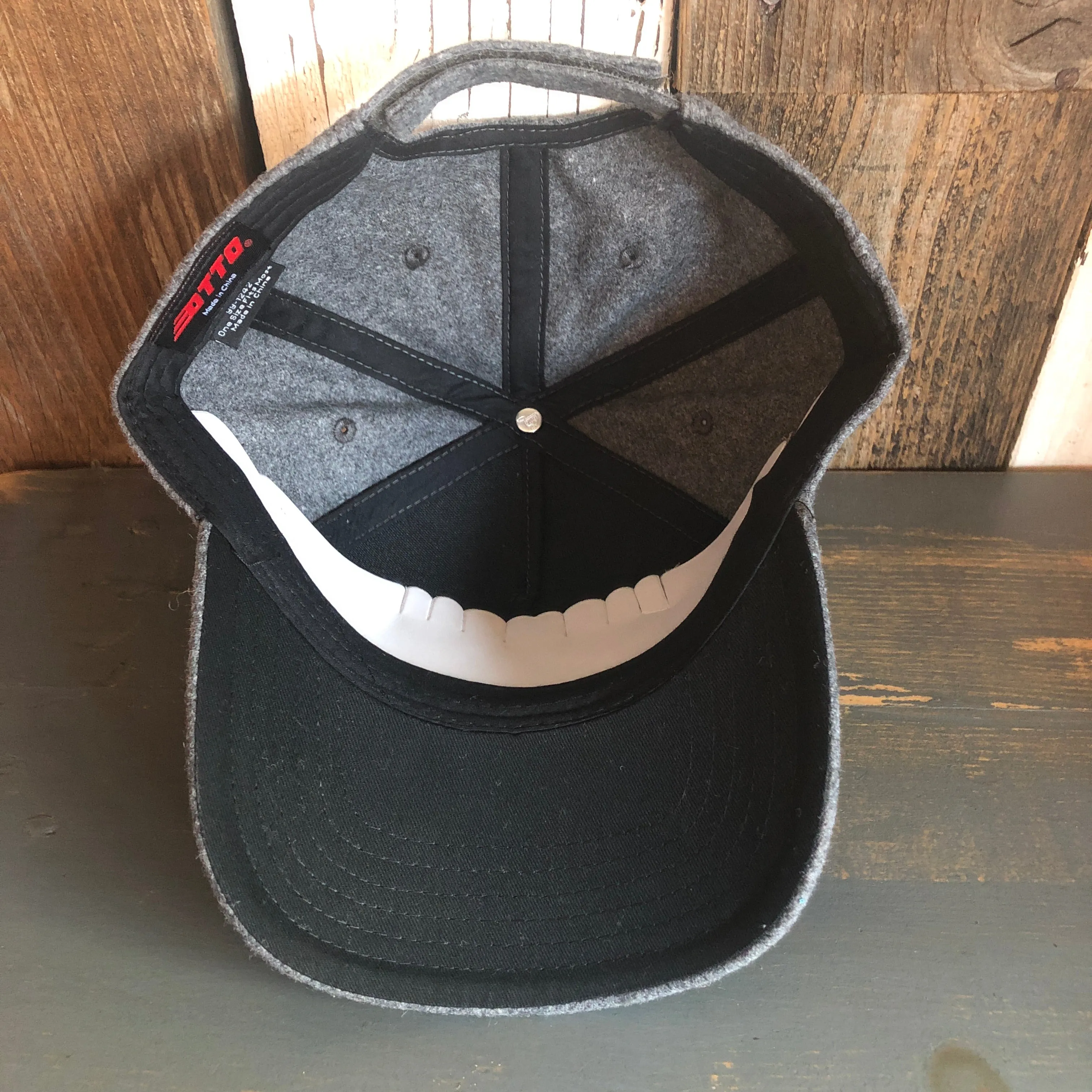 Hermosa Beach SURFING GRIZZLY BEAR Melton Wool Blend Baseball Cap - Heather Grey