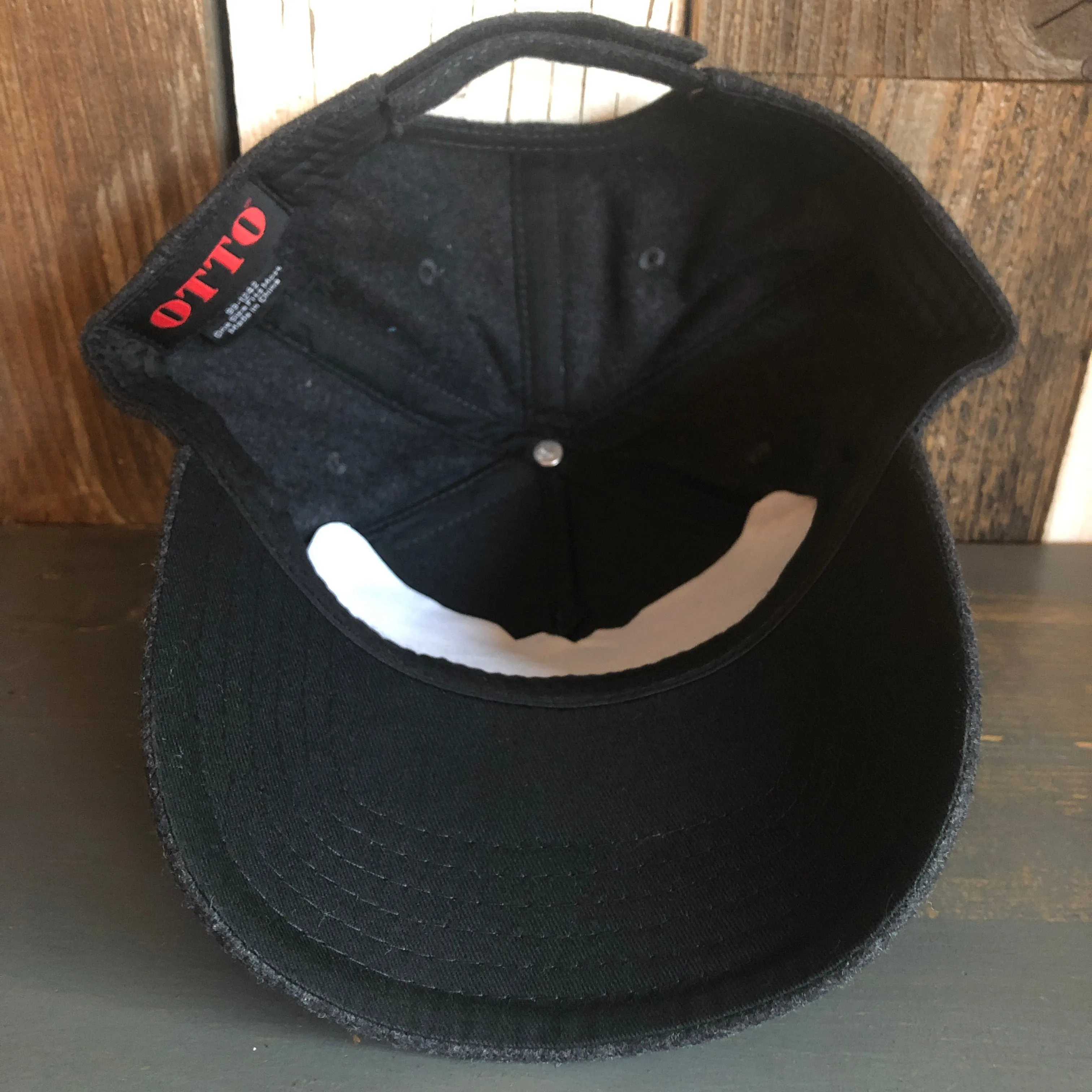 Hermosa Beach WELCOME SIGN 5 Panel Low Profile Melton Wool Blend Baseball Cap with Velcro Closure - Heather Black
