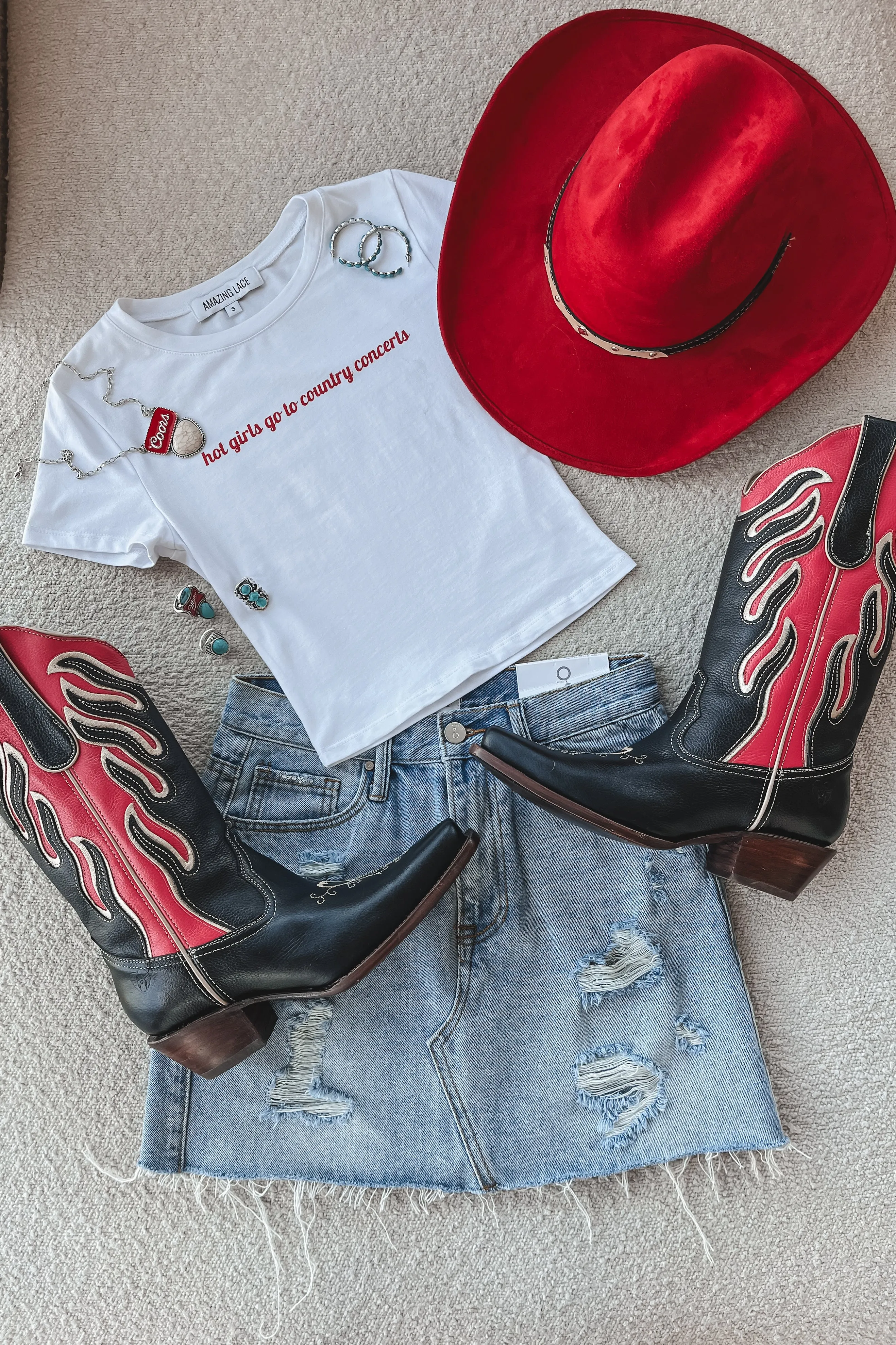 Hot Girls Go To Country Concerts Graphic Babydoll Tank