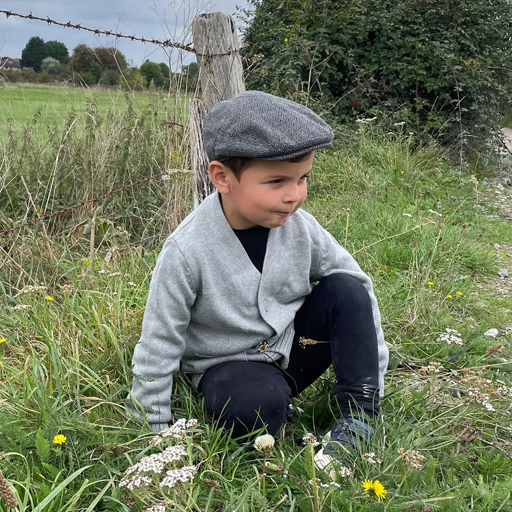 Kids Herringbone Flat Cap Grey Wholesale Pack