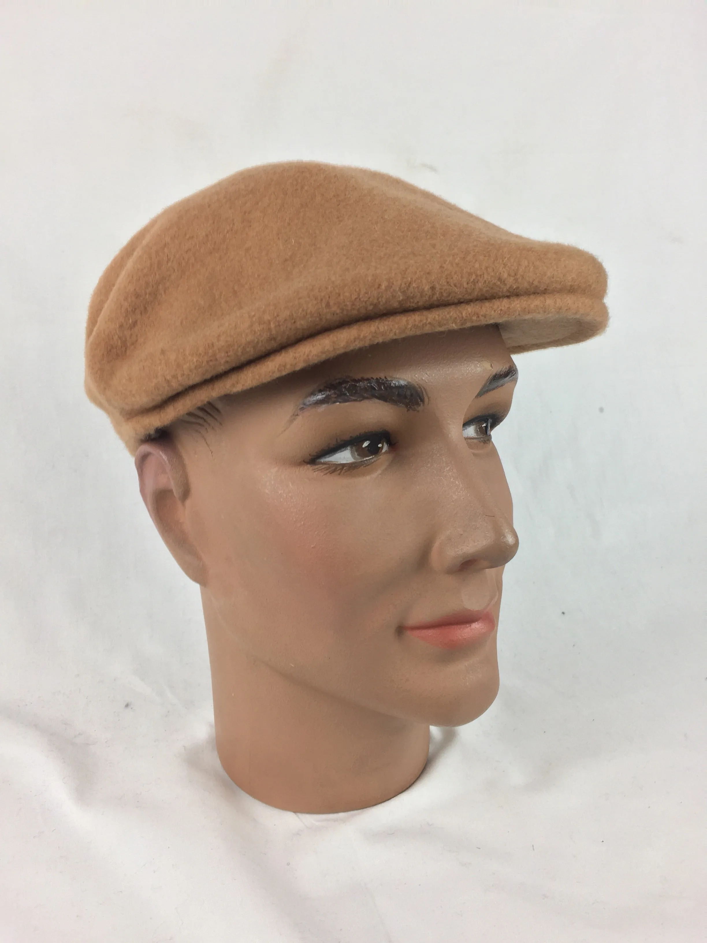 Luton - Cheese Cutter Flat Cap - Wool Felt - Camel - S/M and M/L