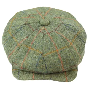 Mens 8 Panel Razor Baker Boy Hat Wool Tweed Blinders Newsboy Flat Cap Green Check