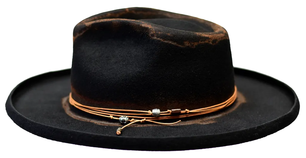 Open Road Distressed Wide Brim Wool Felt Fedora Hat