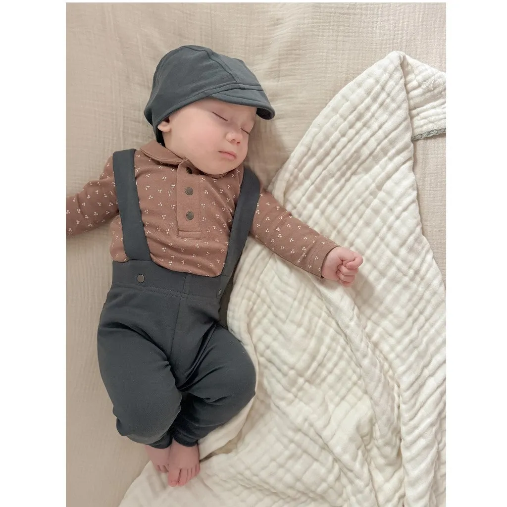 Organic Mock Neck Bodysuit & Suspender Pants Set