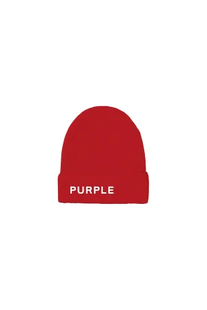 Purple Brand Acrylic Cuffed Beanie-RED