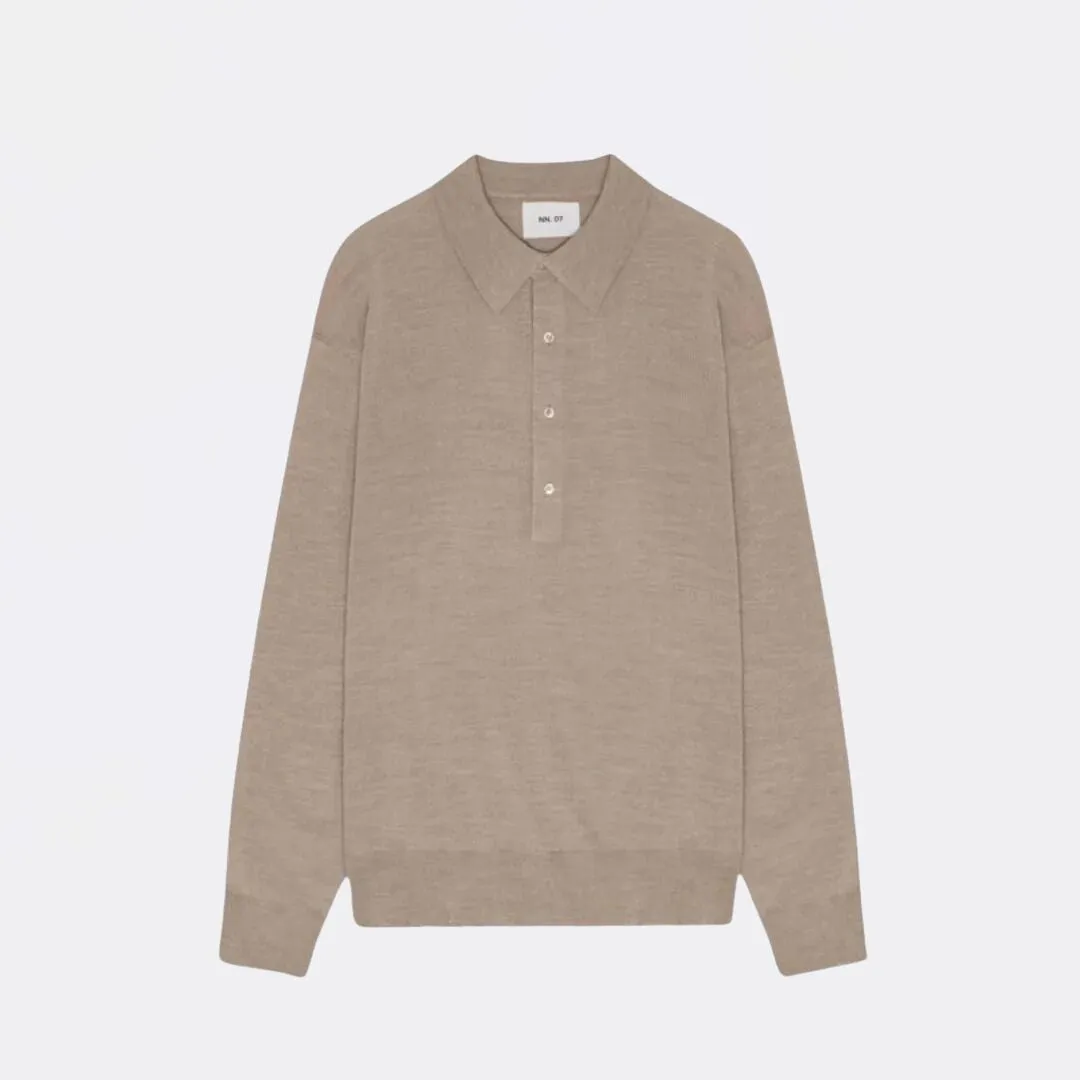 Raymond 6584 Long Sleeve Polo (Natural Melange)