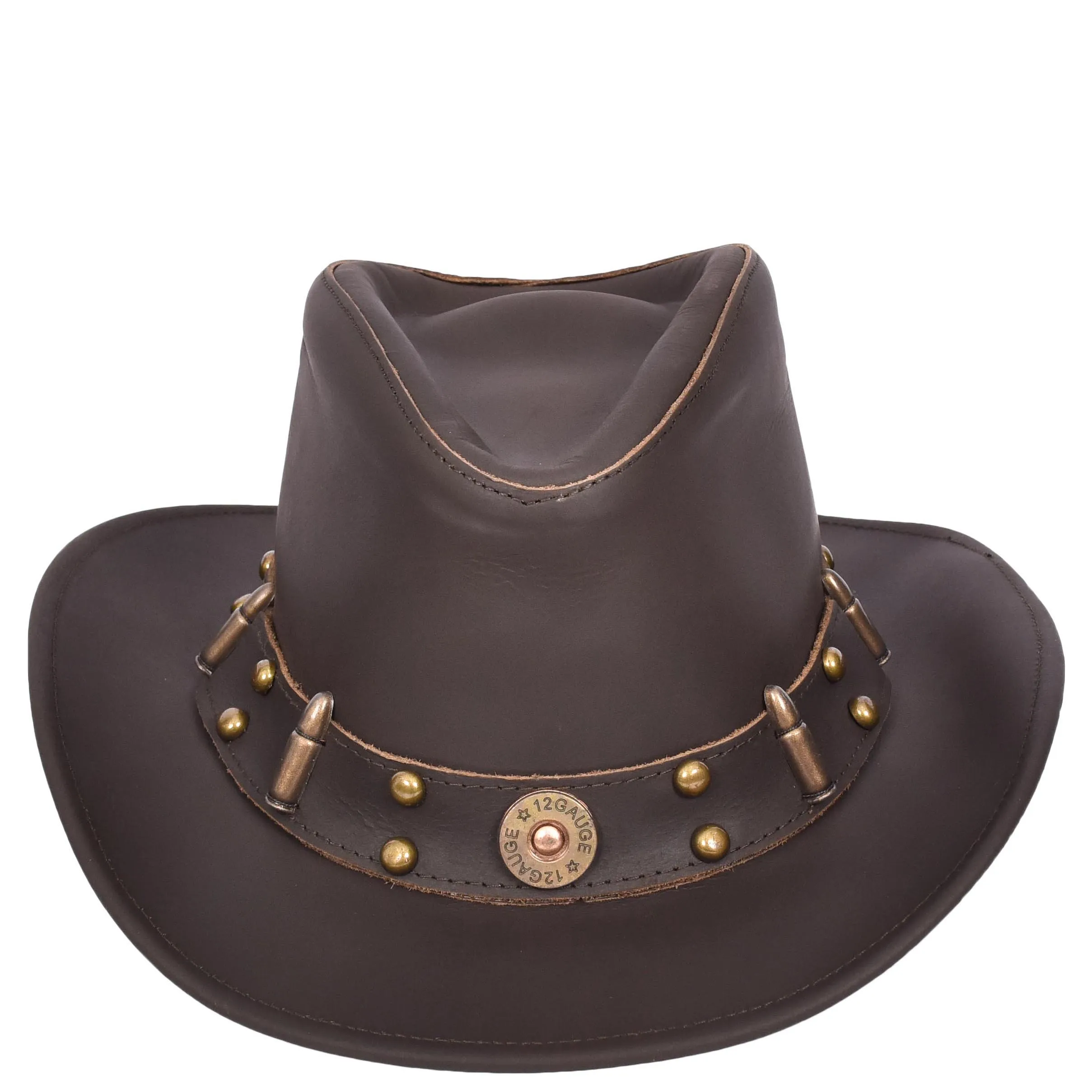 Real Leather Cowboy Hat Western Australian Bush Hat Bullet Style Denver Brown