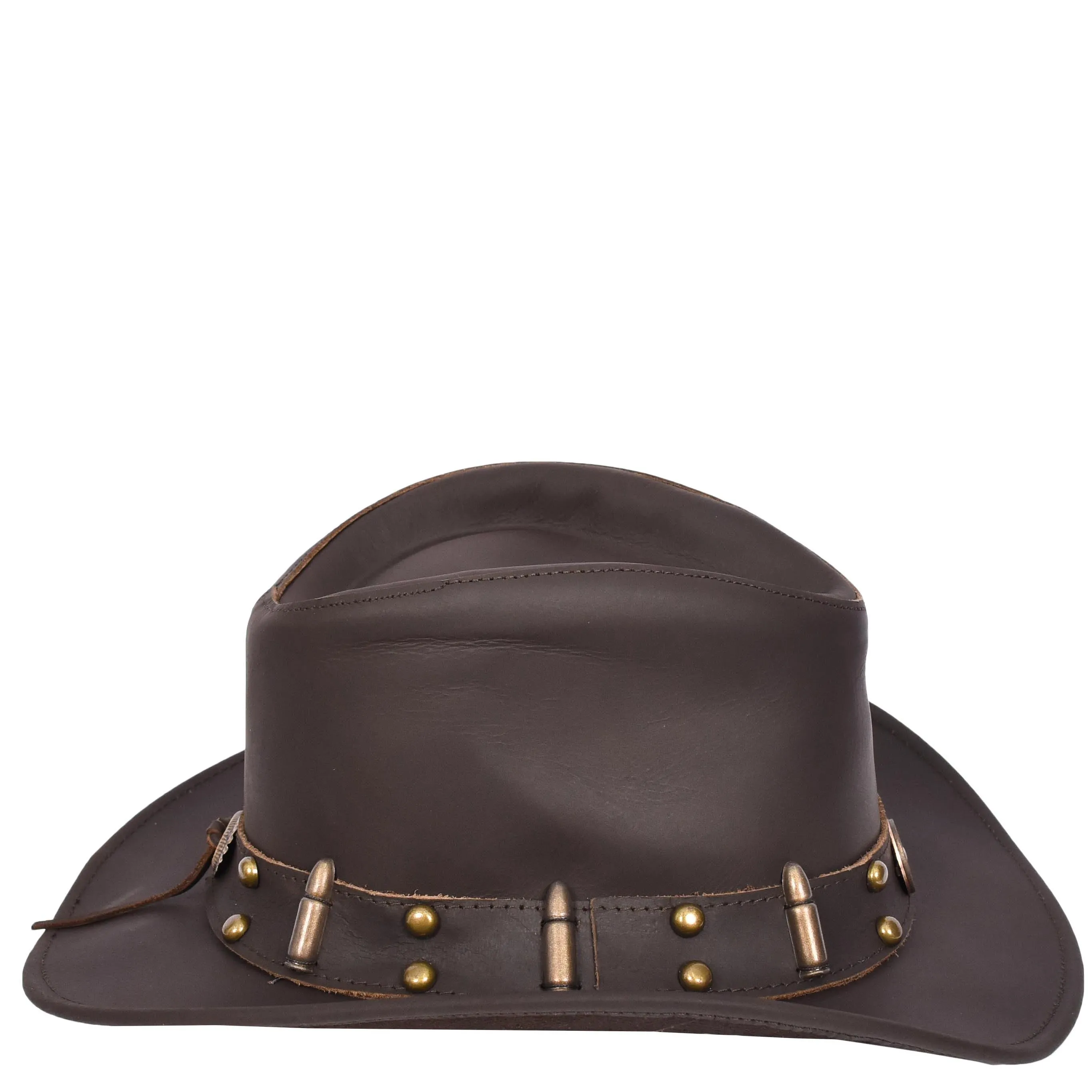 Real Leather Cowboy Hat Western Australian Bush Hat Bullet Style Denver Brown