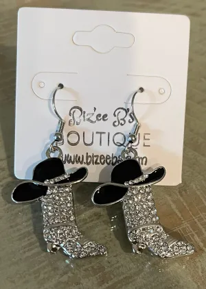 Rhinestone Cowboy Hat & Boots Earrings