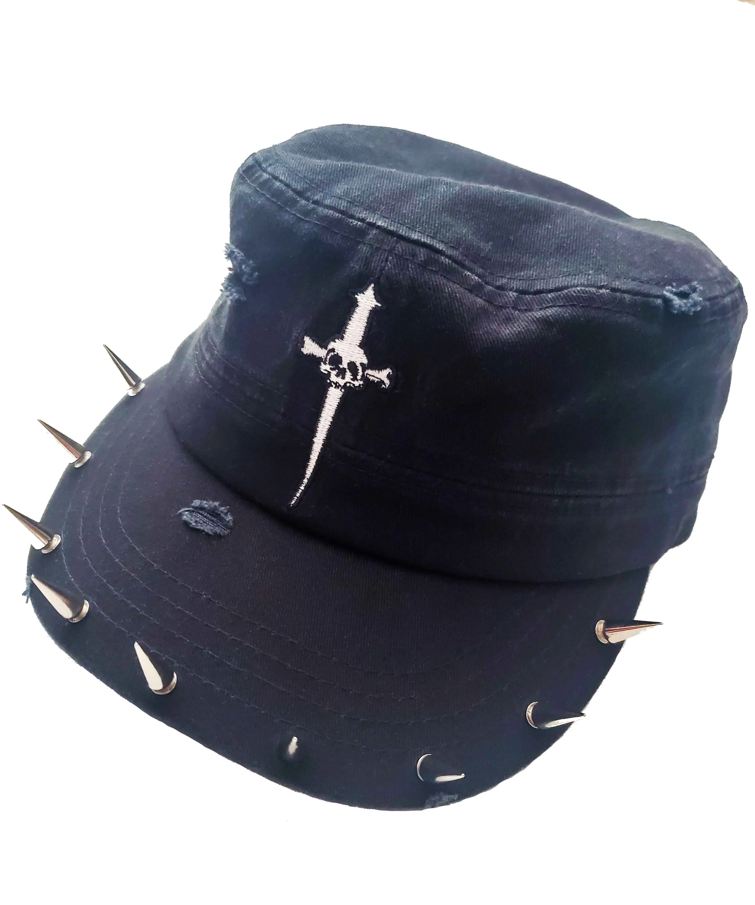 Spiked Distressed Rivethead Hat