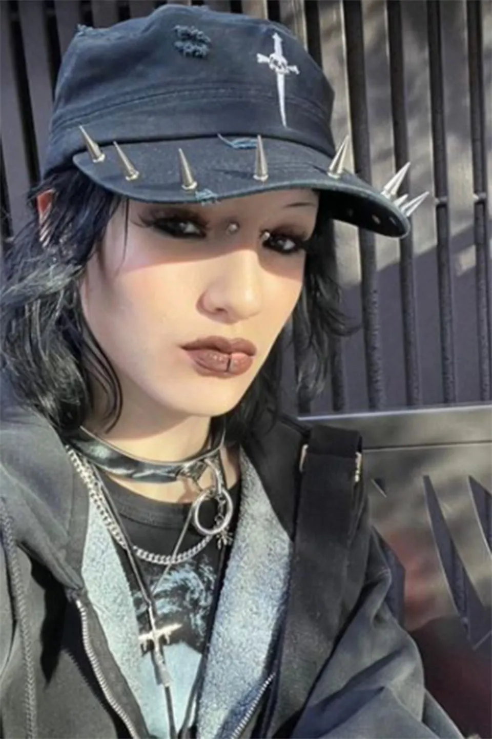 Spiked Distressed Rivethead Hat