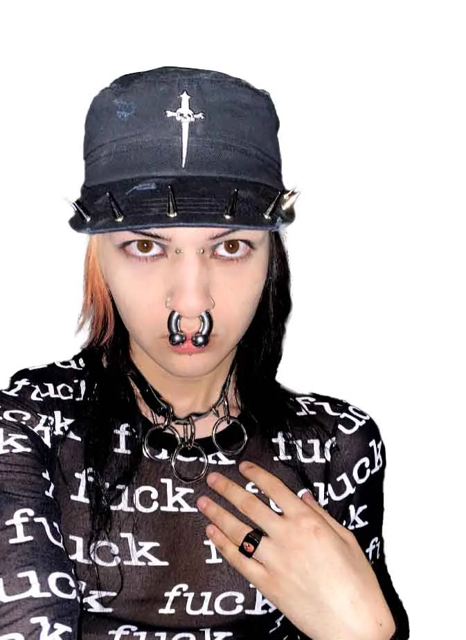 Spiked Distressed Rivethead Hat