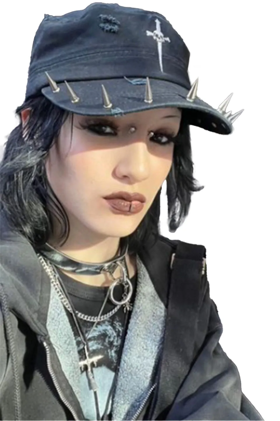 Spiked Distressed Rivethead Hat