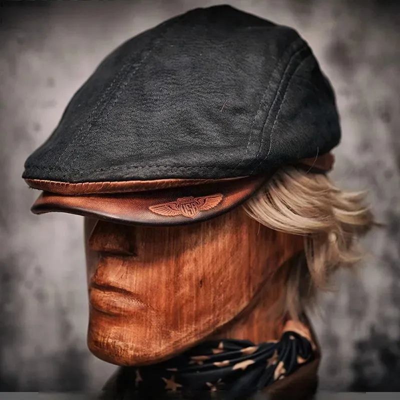 Unisex Leather Flat Cap