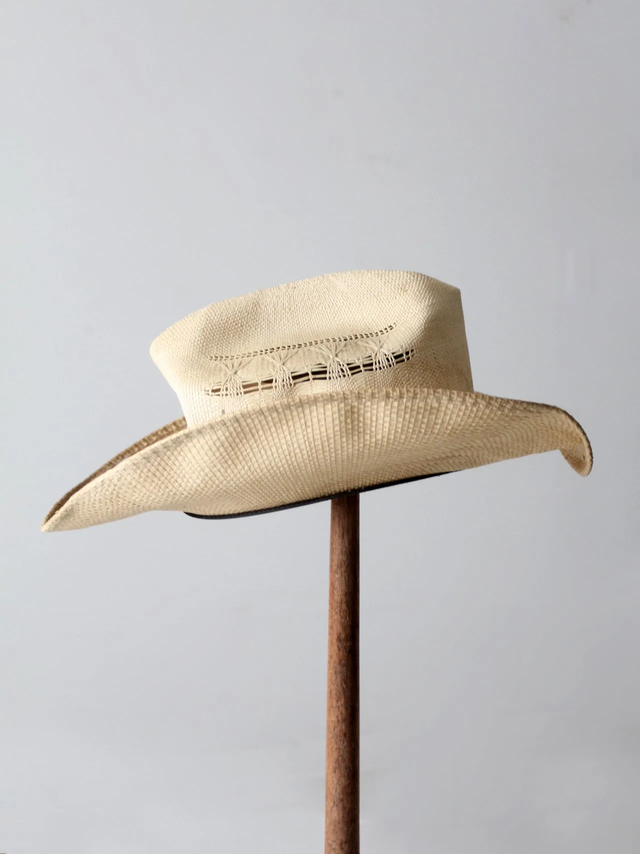 vintage Rockmount distressed straw cowboy hat
