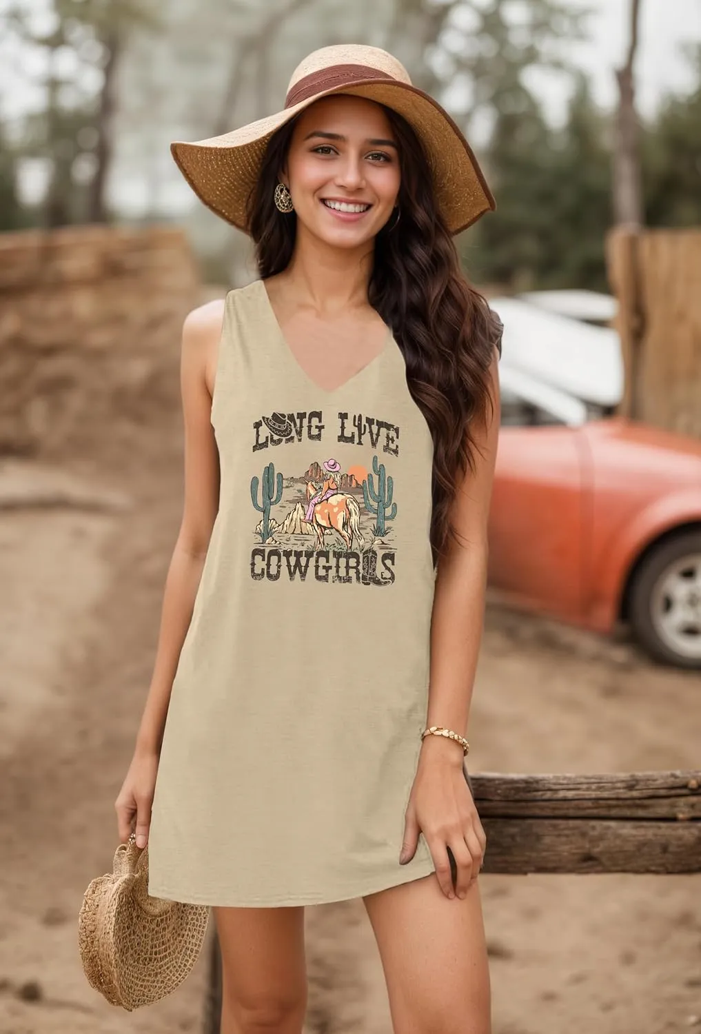 Western Dress for Women Rodeo Cowgirl Graphic Tees Vintage Country Concert Outfits Casual Short Sleeve