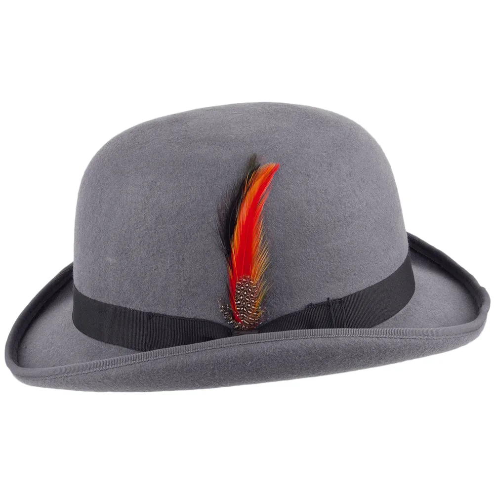 Wool Felt English Bowler Hat - Grey