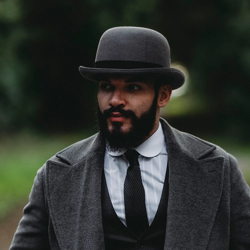 Wool Felt English Bowler Hat - Grey