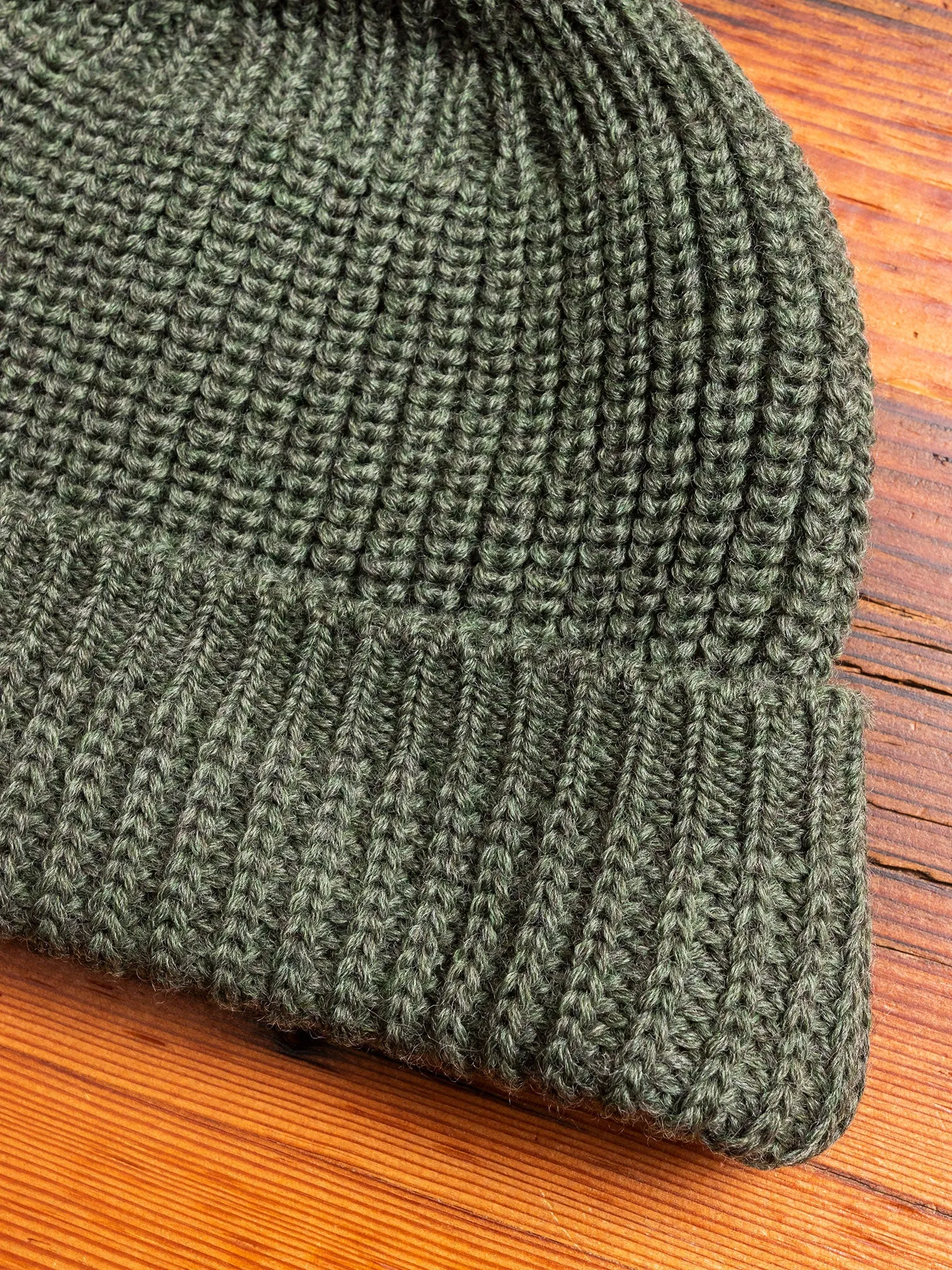 Wool Knit Watch Cap in Olive