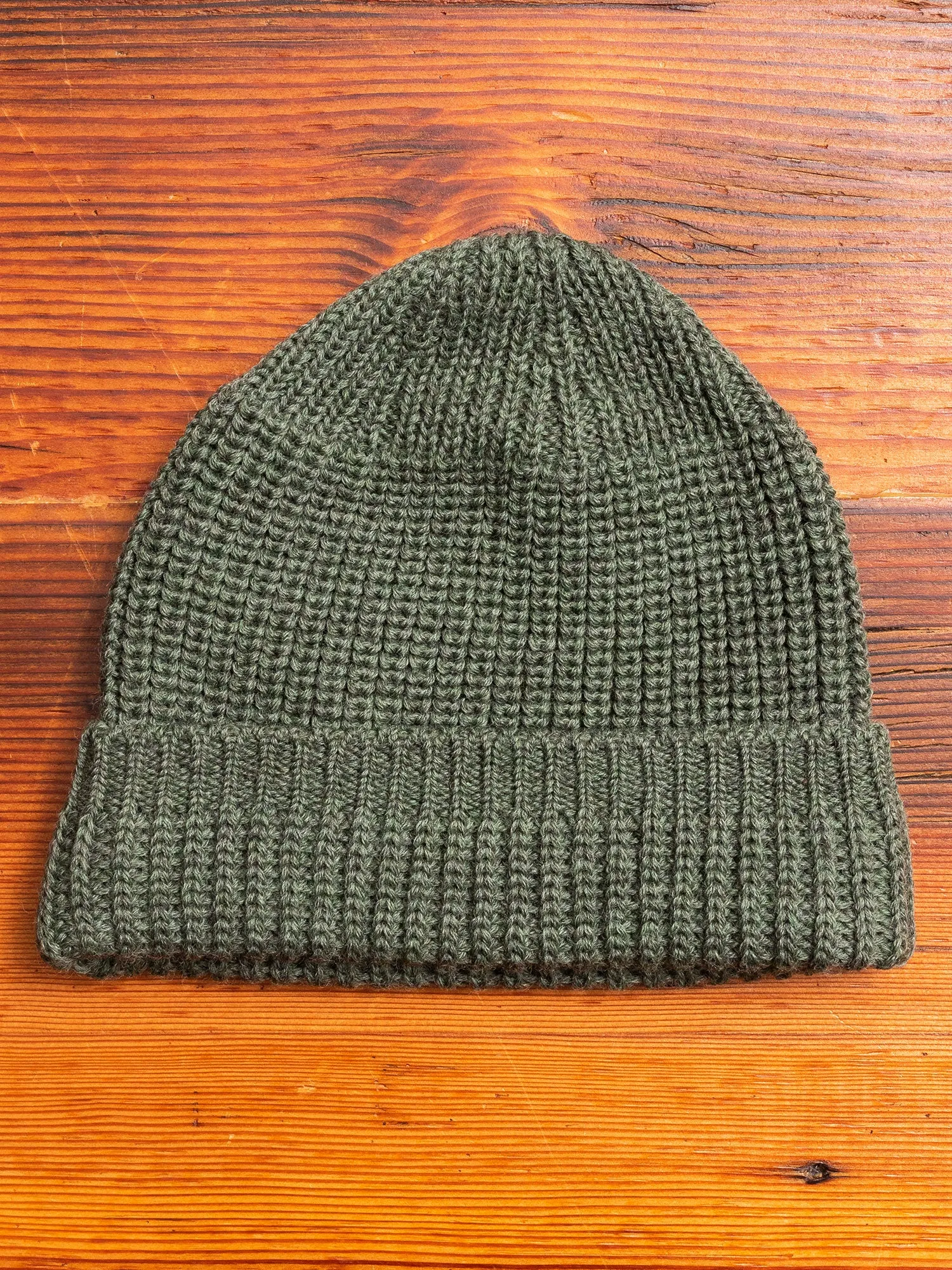 Wool Knit Watch Cap in Olive