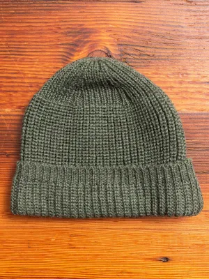 Wool Knit Watch Cap in Olive